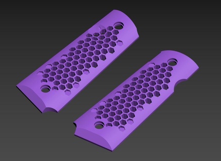 1911 grips small honeycomb 1911 grips airsoft guns grips  3d print model - Mito3D