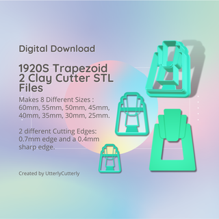 1920s trapezoid 2 donut clay cutter - vintage style stl digital file download- 8 sizes versions earring polymer geometric embossed hexagon utterlycutterly utterly cutterly cookie fondant organic shape indie fashion 3d print model - Mito3D