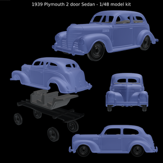 1939 Plymouth 2 porta sedan 1 48 modelo kit jogos fenda personalizadas trem conjunto diorama diecast Kustom 39 3d print model - Mito3D