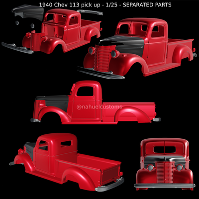 1940 chev 113 escolher up 1 25 separado partes jogos fenda personalizadas modelo kit trem conjunto diorama diecast kustom 40 1939 39 caminhão 3d print model - Mito3D