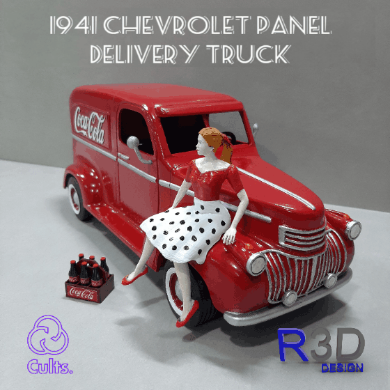 1941 chevrolet panel delivery truck coca cola chevy van replicas decoration automodeling 3D print model - Mito3D
