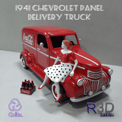 1941 chevrolet painel entrega caminhão coca cola chevy furgão réplicas decoração modelagem carro 3d print model - Mito3D