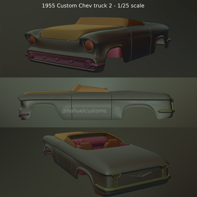 1955 douane chev camion 2 1 25 échelle jeu choisir up modèle trousse moulé pression rc fente kustom chaud barre 55 3d print model - Mito3D