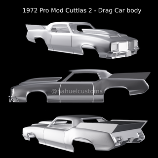 1972 pro mod cuttlas 2 - drag car body olds modified diecast custom rc r c slot model kit 3d print model - Mito3D