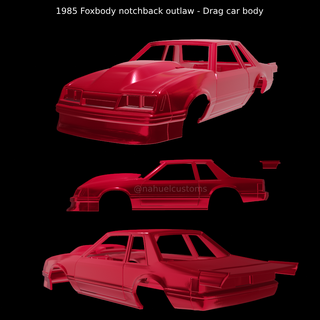 1985 foxbody notchback outlaw - drag car body quad fox 1984 84 85 pro racing notch rc r c model kit diecast custom slot 3d print model - Mito3D