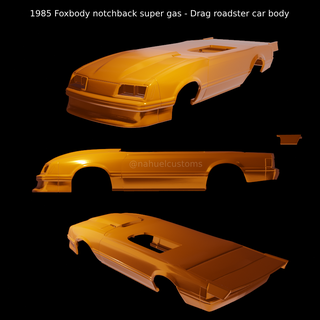 1985 foxbody notchback super gas - drag roadster car body quad fox 1984 84 85 racing notch rc r c model kit diecast custom slot 3d print model - Mito3D