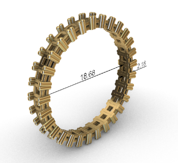 19 mm joalheria anel 3d impressão colar brincos pulseira pingente moda prata lei ouro banhado 3d print model - Mito3D