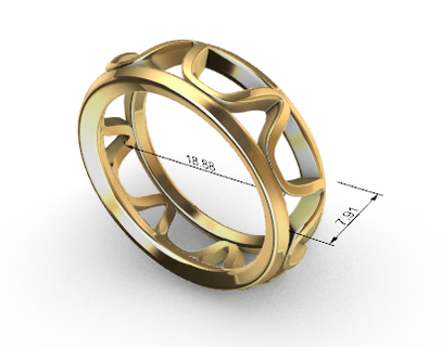 19 mm padronizar joalheria anel Projeto 3d impressão colar brincos pulseira pingente moda prata lei ouro banhado 3d print model - Mito3D