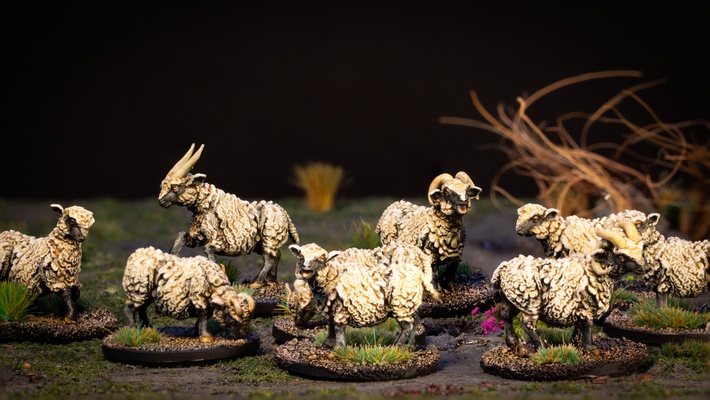19 pecore animale giocattolo azienda agricola cortile tavolo 28mm herding28 3d print model - Mito3D