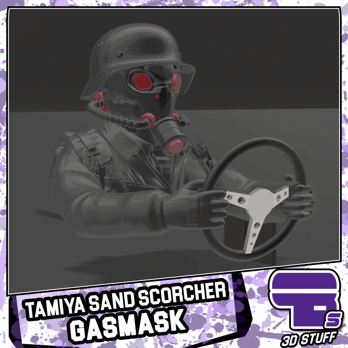 1 10 - driver figure gas mask tamiya sand scorcher Game 1:10 1/10 flasher beetle monster baja bug accessories interior rc car gasmask soldier 3D print model - Mito3D