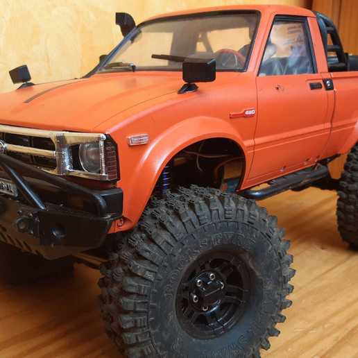 1 10 90's toyota hilux grill cover tamiya bruiser similar various rc hg p407 axial scx10 crawler body rollbar trailfinder tf2 rc4wd bed diy fabric radio control waterproof 3D print model - Mito3D