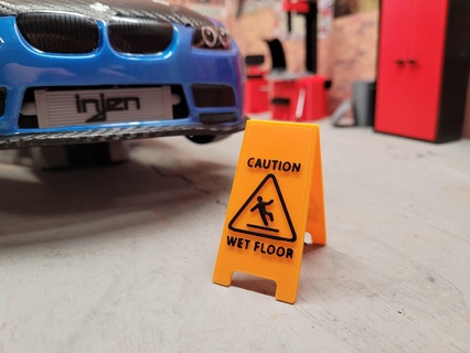 1 10 wet floor sign scale accessories garage shop axial tf2 rc4wd 3d print model - Mito3D