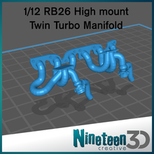 1 12 rb26 alto montar gemelo turbo colector Tamiya aoshima Fujimi r32 gtr r33 r34 horizonte silvia modelo nissan 24 2jz deriva 3d print model - Mito3D