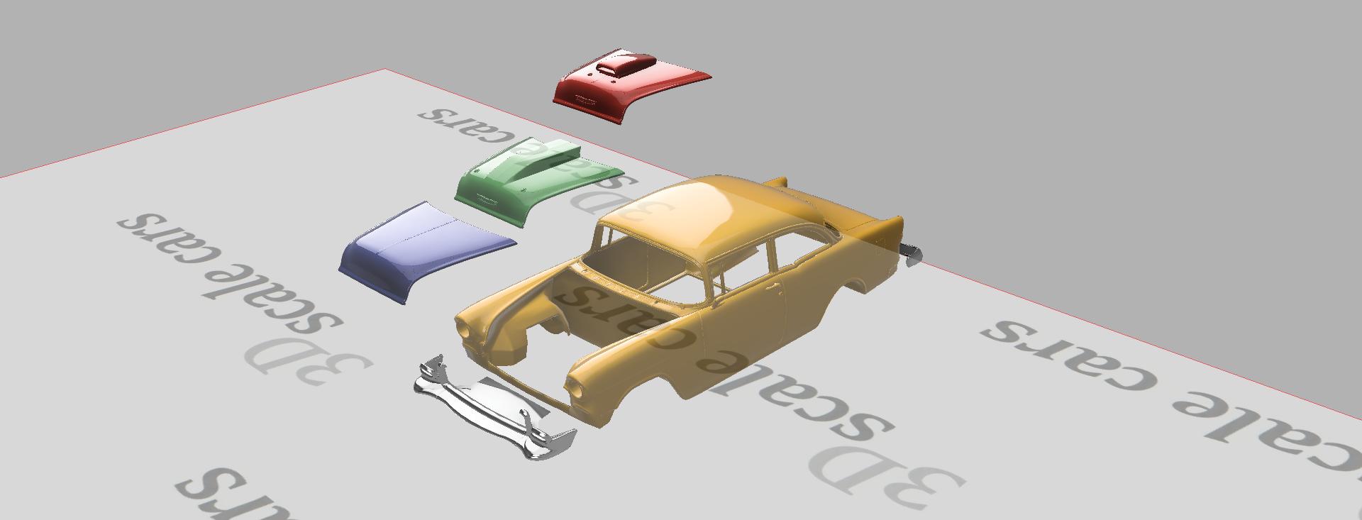 1 12 escala chevy Sino ar 1955 hotrod gases corrida arrancada carro 3D print model - Mito3D