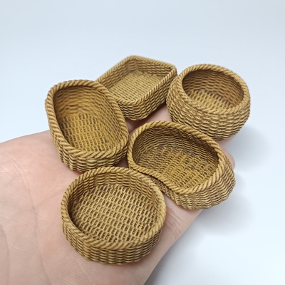 1 12 scale wicker basket set stl of 5 miniature dollhouses projects commercial license dollhouse fdm file 3d printer printing mini one print decor 3d print model - Mito3D