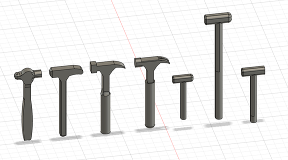 1 18 ensemble de marteau pour garage hammer set diecast diorama model reduced tool car automotive mecanique scale mechanics tools 3d print model - Mito3D