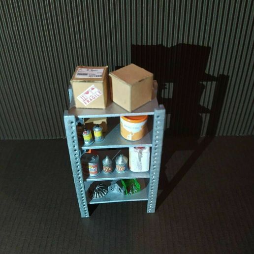 1 18 shelf rack stuff workshop garage diorama 1/18 with 3D print model - Mito3D