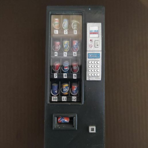 1 18 vending machine included labels template architecture coca-cola fridge cans bottles 24 12 toy 3D print model - Mito3D