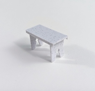 1 24 keyhole bench furniture scale furniture bench five board bench shaker 1 24 scale model  3d print model - Mito3D