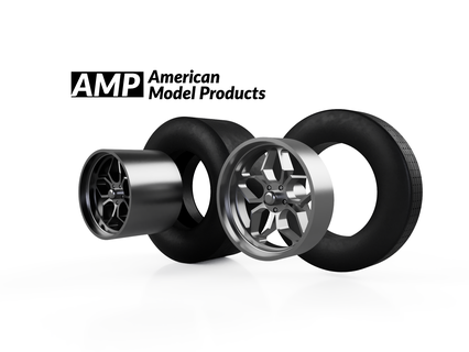 1 24 scale american model products 15in drag racing wheel & tire combo Various rim car race hotrod 1:24 upgrade gm ford chevy dodge chrysler toy art 3d print model - Mito3D