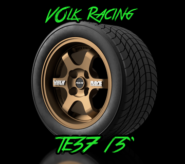 1 24 volk racing te37 13s w tyres wheels aoshima fujimi tamiya hasegawa elegoo resin 13inch rays wheel 3d print model - Mito3D