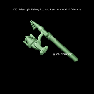 1 25 teleskopisch Angeln Stange Spule Modell Kit Diorama Fisch Camping rc Druckguss Benutzerdefiniert Zahl Miniatur 3d print model - Mito3D
