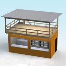 1 32 escala de rosto-construção em alvenaria, telhado convés arquitetura prédio modelo slot car 3d print model - Mito3D