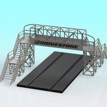 1 32 slot car ponte a 2 corsie architettura struttura scalextrix carrera ninco scala 3d print model - Mito3D