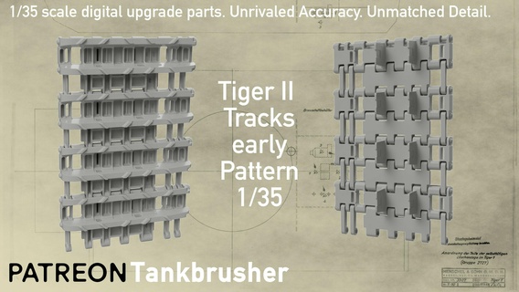1 35 king tiger track - early pattern 3d scan based 3d print model - Mito3D