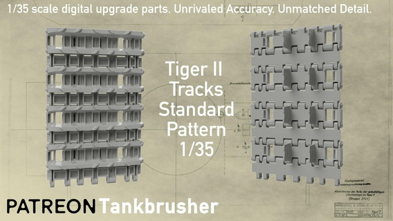 1 35 König Tiger Spur Standard Muster 3d Scan basierend 3d print model - Mito3D