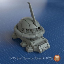 1 35 Saku buste gundam combinaison mobile ms mecha robot géant communauté zaku jouets bricolage gundamguilders 3d print model - Mito3D