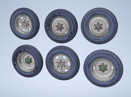 1 35 scale wheels steyr 1500a mb l1500a 1-35 ww2 l1500 3d print model - Mito3D