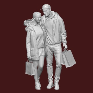 1 43 couple shopping diorama Architecture man diecast 1:64 body bestfriends people 1/64 1:32 mockup miniature human miniatures figurines 3d print model - Mito3D