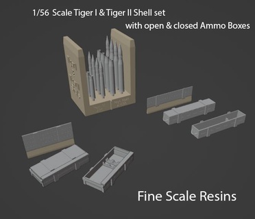 1 56 scale tiger ii shell block cases 28mm ammo wehrmacht tigertank diorama shells weapon panzer tank 3d print model - Mito3D