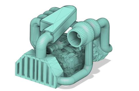 1 64 döner turbo motorlar motor çift turbolu araba oyuncak 3d print model - Mito3D