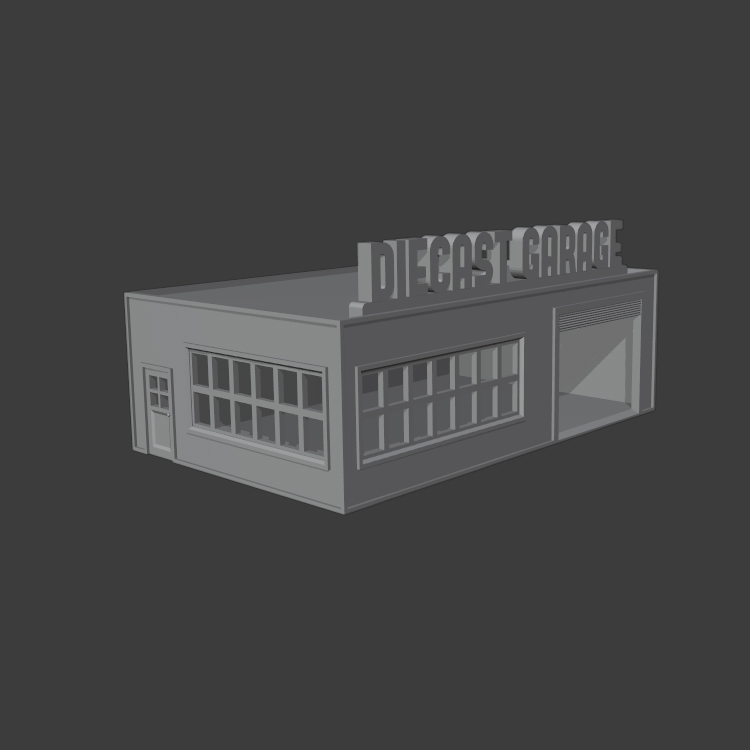 1 64 Rahmen Garage klein modular Druckguss uk Diecastgarageuk 164 Diorama heiße Reifen Streichholzschachtel Geschäft Werkstatt Showroom dio 3D print model - Mito3D