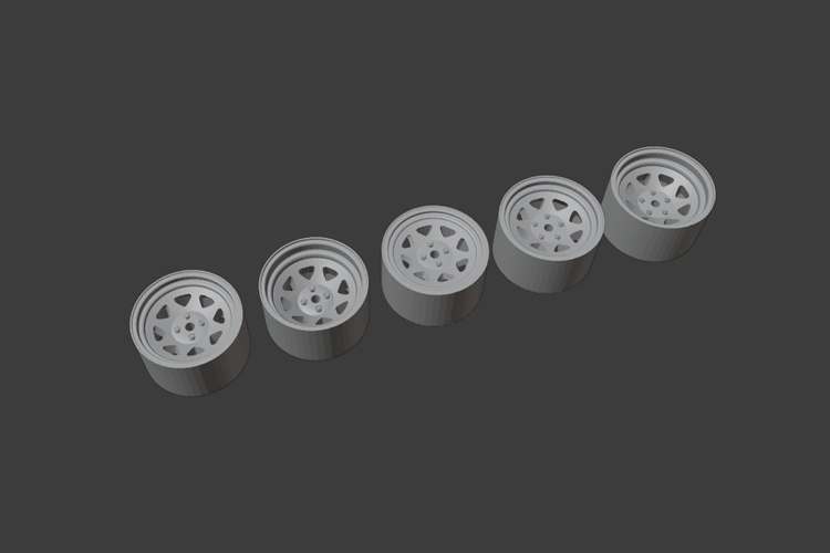 1 64 scale wheel rims - steel weller style hotwheels matchbox wheels custom diecast pack 3d print anycubic car classic landrover ford 3D print model - Mito3D