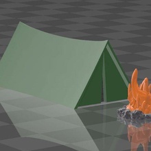 1 64 tent camp fire hotwheels matchbox toys cars diecast custom models 3d print model - Mito3D