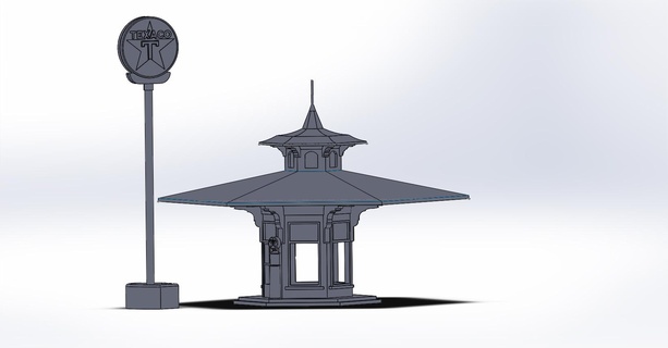 1 64 Jahrgang Gas Bahnhof Diorama Spielzeuge 3d print model - Mito3D