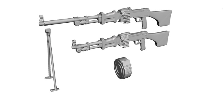 1 6 scale rpd set rifles 6scale action man gijoe figures 3d print model - Mito3D