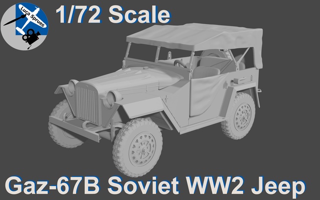 1 72 scale gaz-67 soviet ww2 jeep - luca sprues game gaz 67 3d print wargame vehicle car military detailed presupported 3d print model - Mito3D