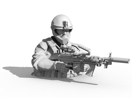 1 9 200mm échelle Britanique armée couverture gaine buste soldat militaire 3d print model - Mito3D