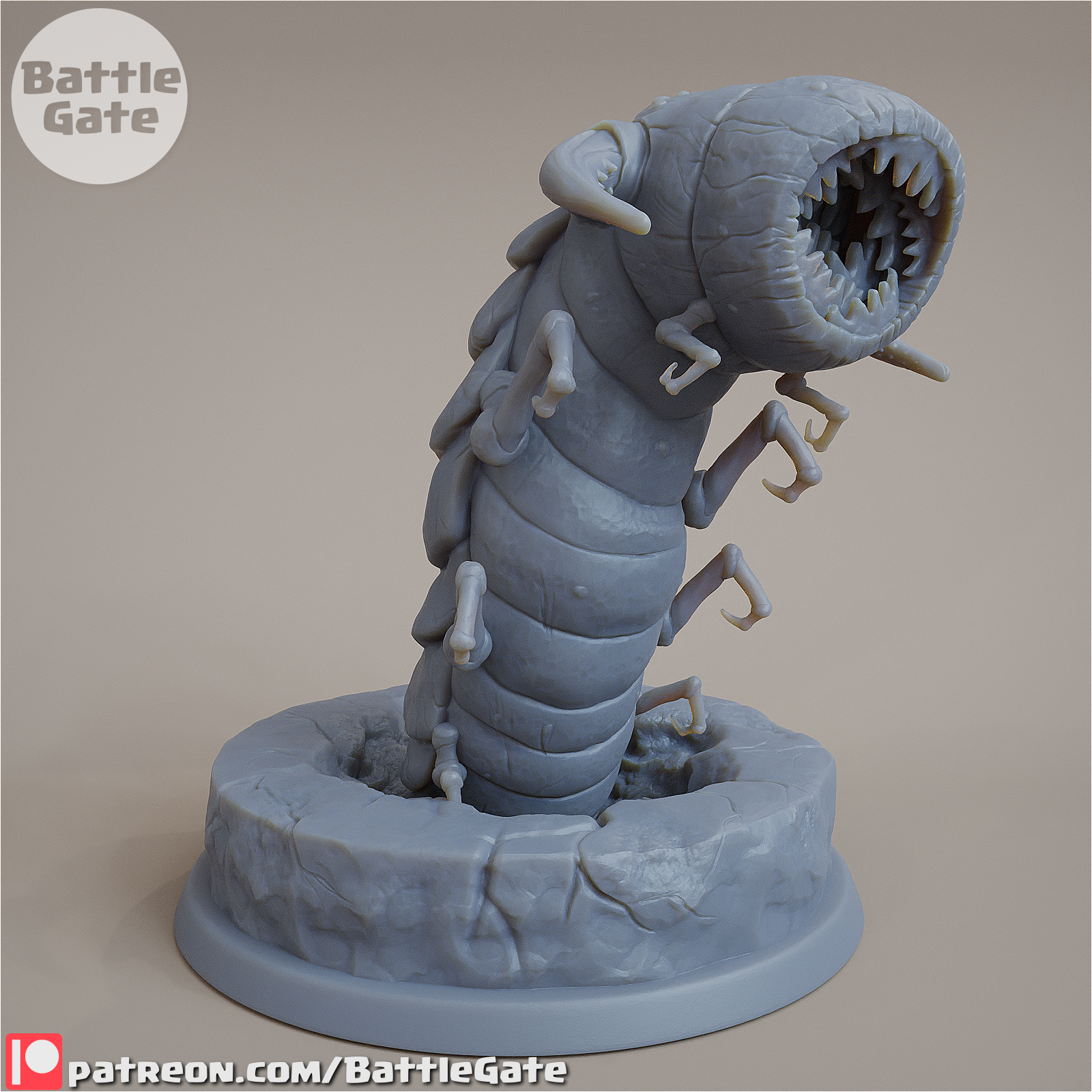 1 Regenwurm Tischplatte Held Wurm Hobbit Miniatur Monster Drachen Jäger 3D print model - Mito3D