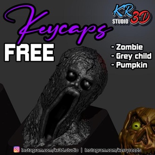 1 keycap free download - grey child zombie greychild pumpkin resin keycaps mechanicalkeyboards keyboardart customkeycaps keycapdesign 3dprinting productdesign maker cults3d 3d print model - Mito3D