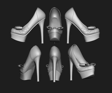 1 conjunto elegante pingente mulheres sapatos half boots 3d modelo coleção moda personagem roupas sapato vestem roupa acessórios arte arco 3d print model - Mito3D