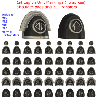 1st legion unit markings spikes shoulder pads 3d transfers mk2 mk3 mk4 mk6 mk9 war hammer 42k pauldron tabletop gaming transfer icons relief 28mm 30k heresy dark angels 3d print model - Mito3D