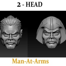 2 cabeças man at arms Filmagem motuc mastersoftheuniverse figura ação cabeça manatarms mentor 3d print model - Mito3D