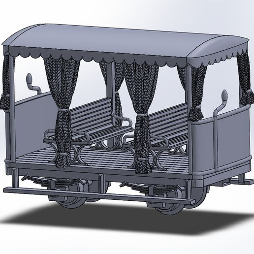 2 axle abrir passageiro carro enxada oo9 oon3 trem estrada ferro modelagem modelo ho 1 87 76 3D print model - Mito3D