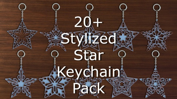20+ stylized star keychains pack keychain 3d print model - Mito3D