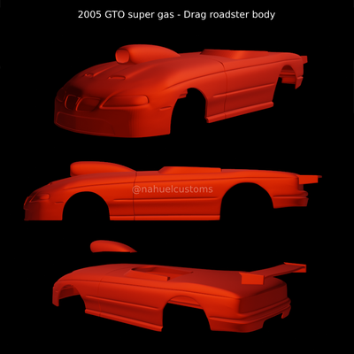 2005 gto super gaz traîne roadster corps jeu 2006 loi pro courses trappe rc modèle trousse moulé pression douane fente 3d print model - Mito3D
